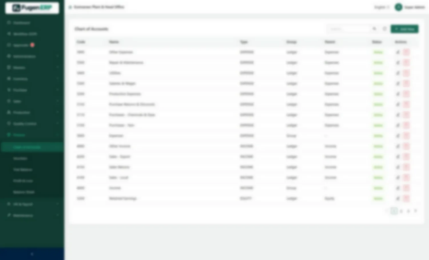 Chart of accounts — The account tree every module posts into.